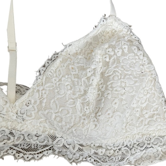 AERIE White Lace Racerback Boho Lounge Triangle Bra - Picture 9 of 9